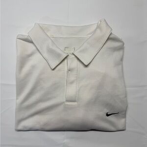 Nike Men's White Polo with Black Swoosh Logo
